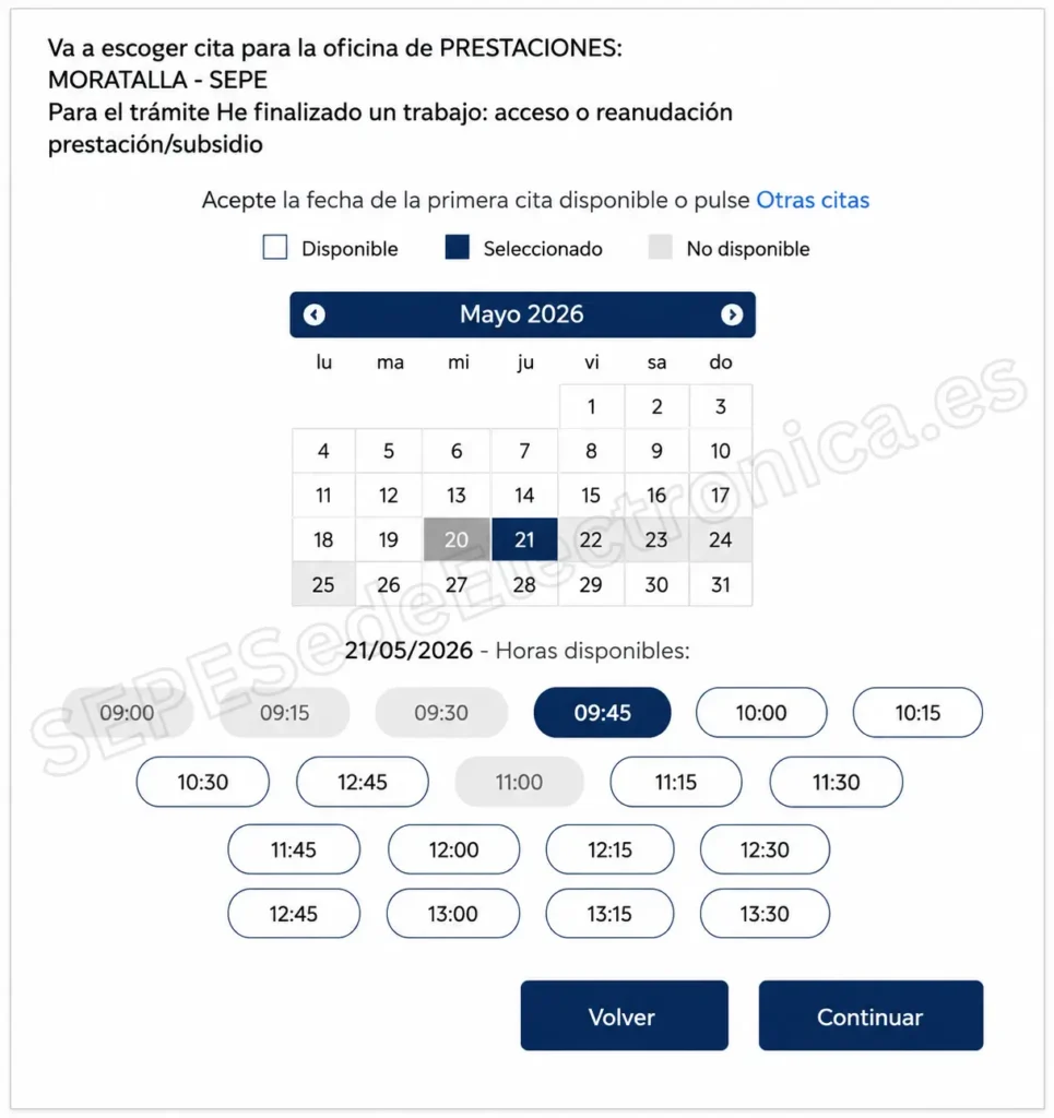 Escoger la Fecha y Hora de la Cita